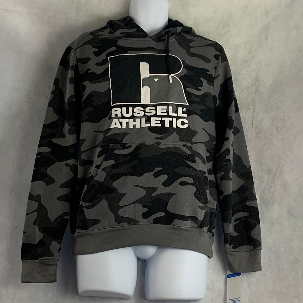Russell Athletic Men's Cotton Blend Fleece Hoodie, Gray Camo, Small